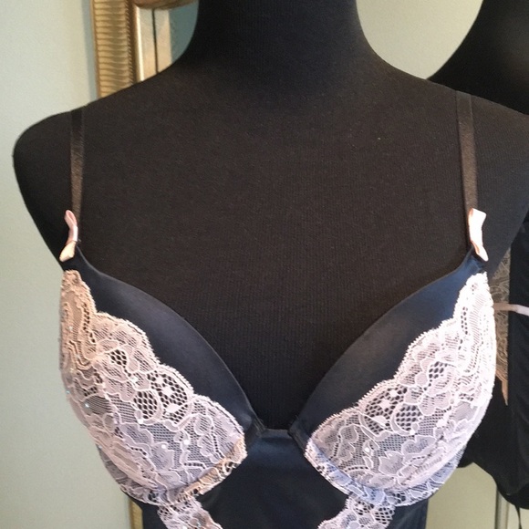 New* Adore Me Black‎ and Champagne Lace Corset Set - Picture 3 of 11